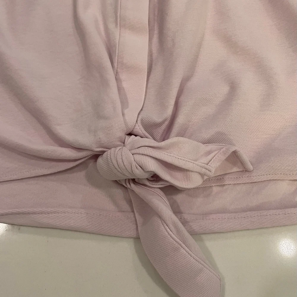 MASSIMO DUTTI pink cropped tie front blouse. Size Small - Picture 7 of 7